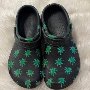 Classic Crocs Graphic Clog Men's Size 8 Women's 10 Hemp Leaves Slip‎ On Shoes